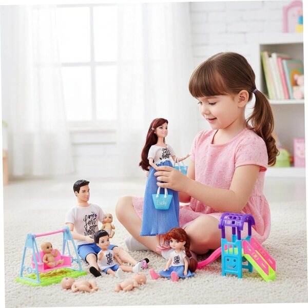 Familienset mit realistischer Schwangerschaftspuppe und Zubehör zum Spielen für Kinder