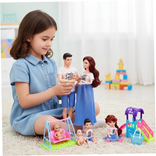 Familienset mit realistischer Schwangerschaftspuppe und Zubehör zum Spielen für Kinder
