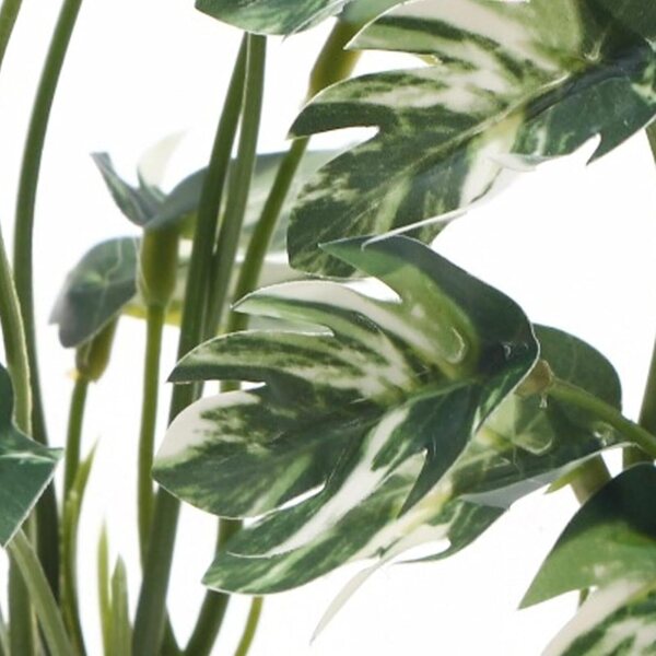 Fogliame artificiale variegato bianco Monstera miniatura per decorazioni casa bambole