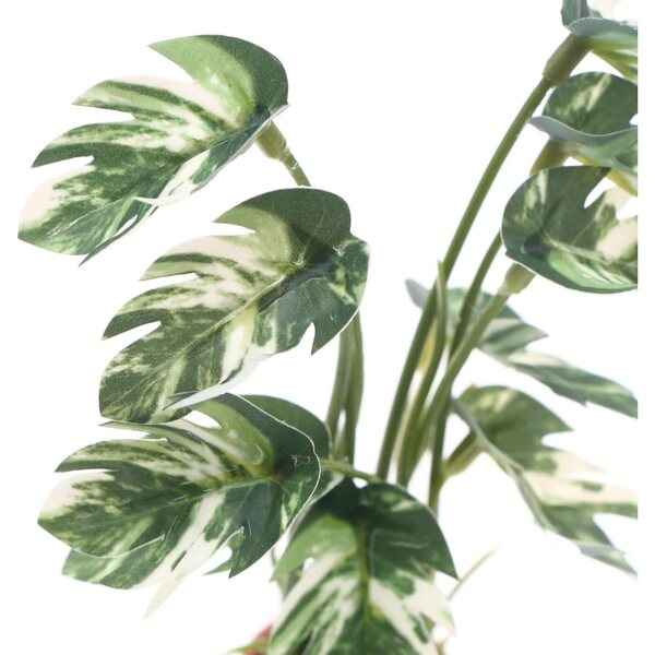 Fogliame artificiale variegato bianco Monstera miniatura per decorazioni casa bambole