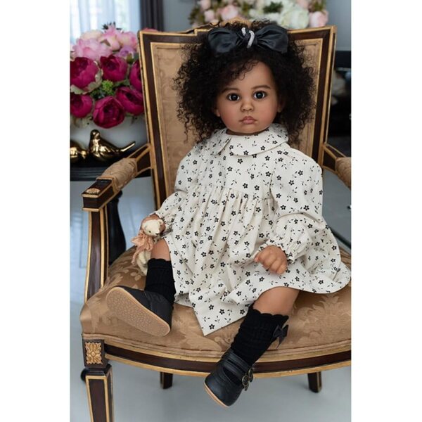 Lonian Reborn Doll 24 Zoll dunkle Haut aus realistischem Silikon mit Zubehör