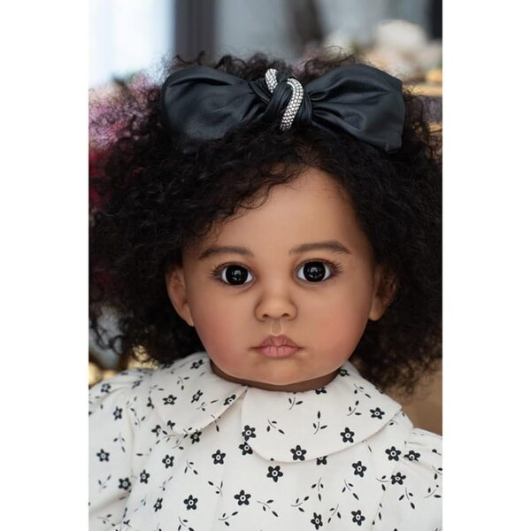 Lonian Reborn Doll 24 Zoll dunkle Haut aus realistischem Silikon mit Zubehör