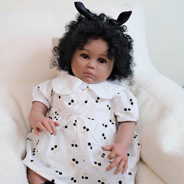 Lonian Reborn Doll 24 Zoll dunkle Haut aus realistischem Silikon mit Zubehör