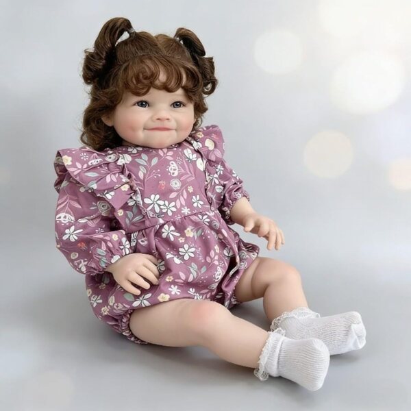 Lonian Reborn-Puppe, 24 Zoll, realistisches Silikon, mit offenen Augen, Lila