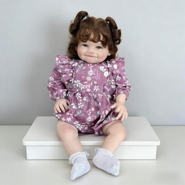 Lonian Reborn-Puppe, 24 Zoll, realistisches Silikon, mit offenen Augen, Lila