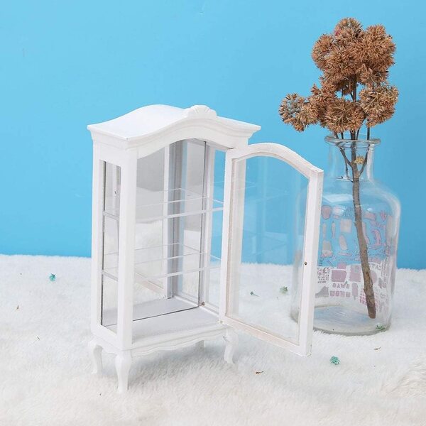 Vetrina Miniatura 1:12 in Legno per Casa delle Bambole, Tre Strati e Finestra Trasparente