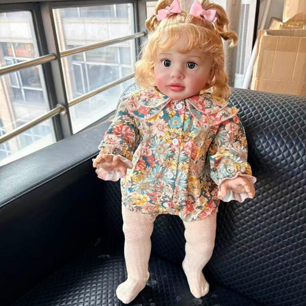 Lonian Pippa 26 inch realistische pasgeboren herboren pop met zacht lichaam en echt haar