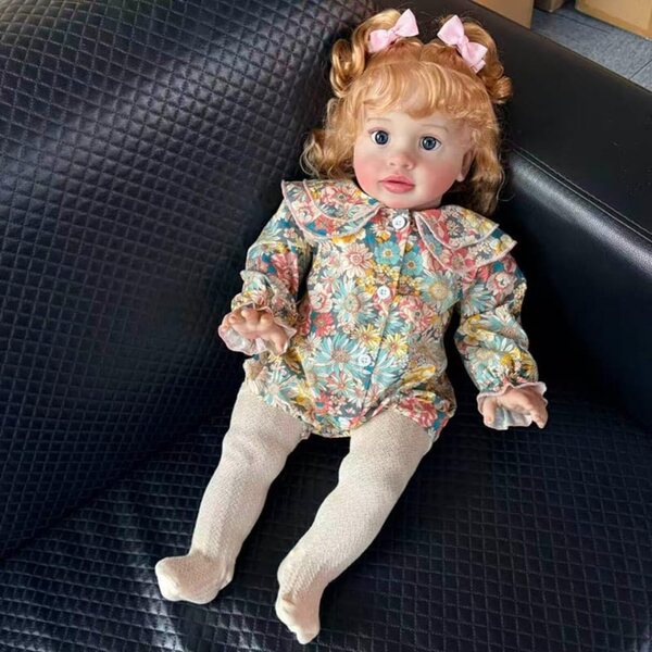 Lonian Pippa 26 inch realistische pasgeboren herboren pop met zacht lichaam en echt haar