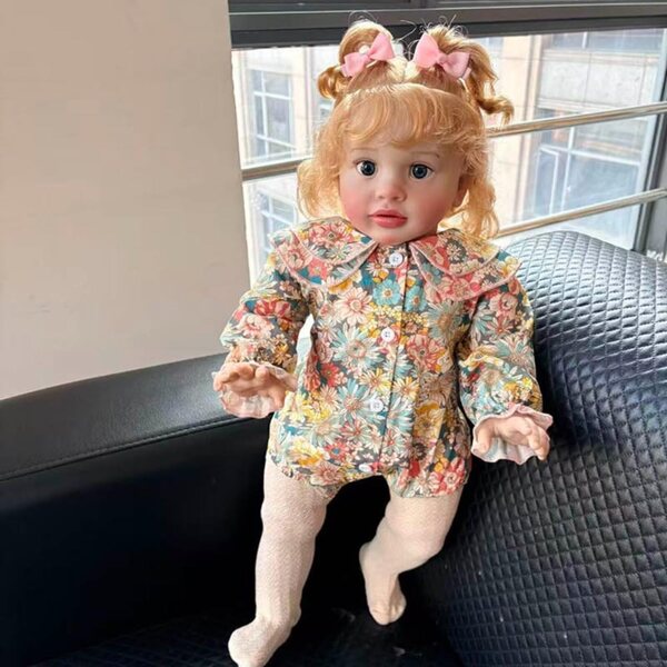 Lonian Pippa 26 inch realistische pasgeboren herboren pop met zacht lichaam en echt haar