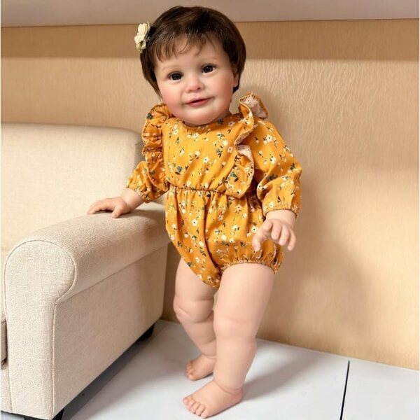 Lonian Pupa Newborn Reborn 66 cm aus Silikon mit realistischem lockigem Haar