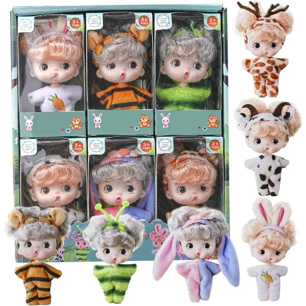 3,2-Zoll-PVC-Mini-Babypuppen mit großen Augen und realistischen Outfits für Kinder