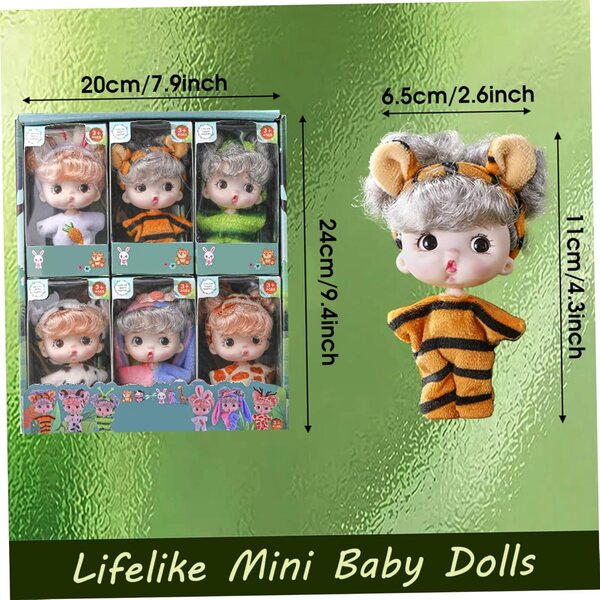 3,2-Zoll-PVC-Mini-Babypuppen mit großen Augen und realistischen Outfits für Kinder