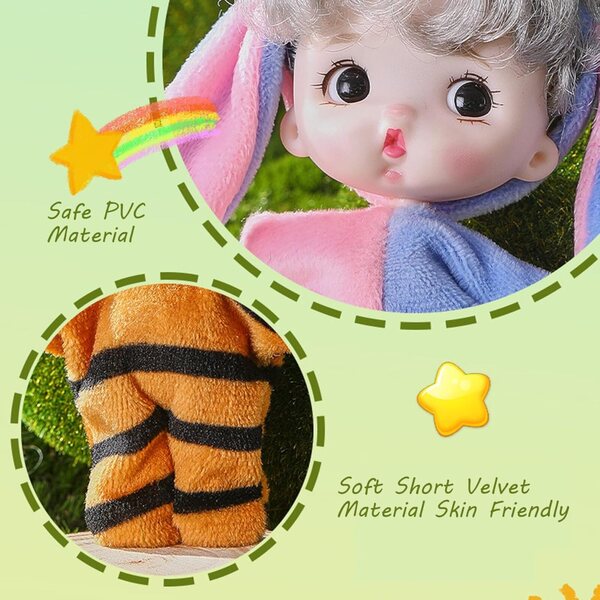 3,2-Zoll-PVC-Mini-Babypuppen mit großen Augen und realistischen Outfits für Kinder
