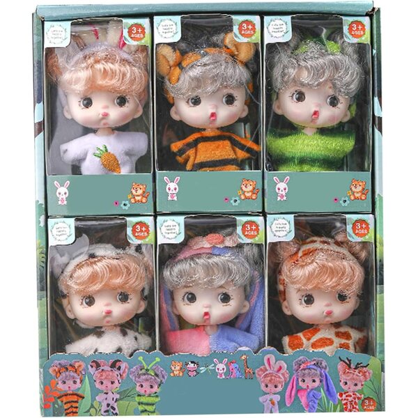 3,2-Zoll-PVC-Mini-Babypuppen mit großen Augen und realistischen Outfits für Kinder