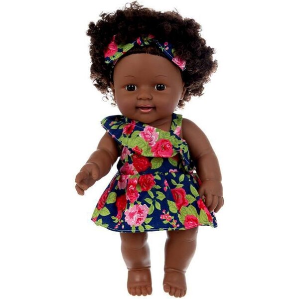 Bambola Nera Africana con Capelli Ricci Morbidi, Giocattolo 30cm con Articolazioni Mobili