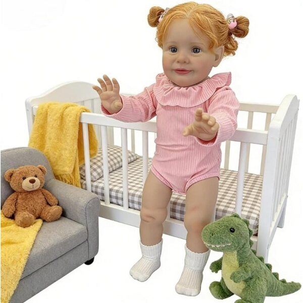 Lonian Reborn-pop, 66 cm, realistische siliconen pasgeborene met geworteld krullend haar