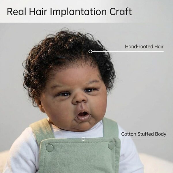 Lonian Reborn African American Baby Girl 50 cm realistischer weicher Körper für Kinder ab 3 Jahren