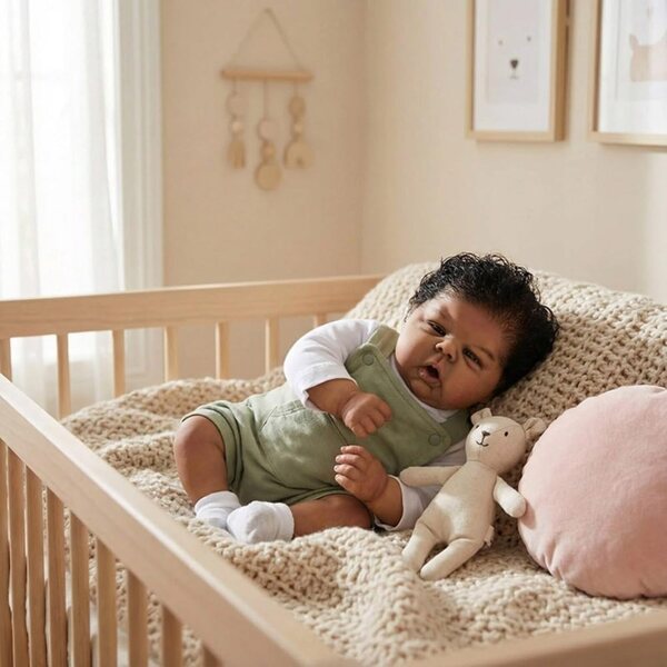 Lonian Reborn African American Baby Girl 50 cm realistischer weicher Körper für Kinder ab 3 Jahren