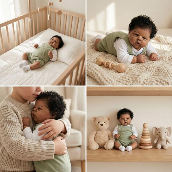 Lonian Reborn African American Baby Girl 50 cm realistischer weicher Körper für Kinder ab 3 Jahren
