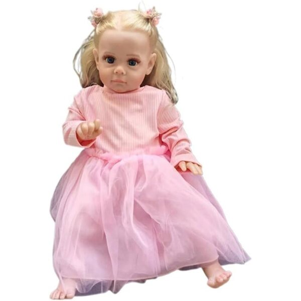 Lonian 24 inch realistische siliconen herboren pop met roze prinsenjurk