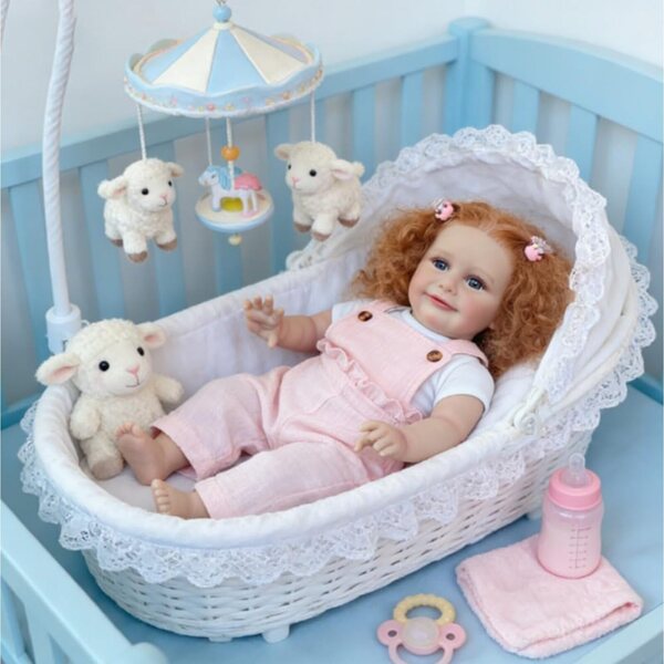 Lonian Mooie herboren pop van 60 cm, 60 cm lang, met handgeworteld blond haar en zacht, knuffelig lichaam