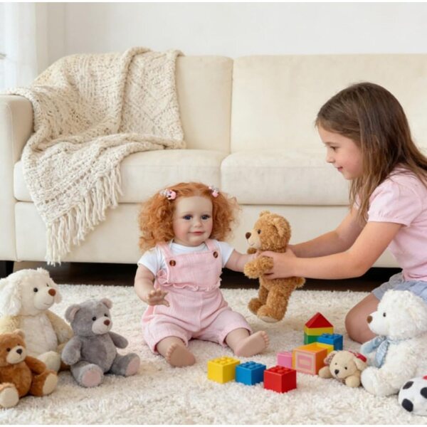 Lonian Mooie herboren pop van 60 cm, 60 cm lang, met handgeworteld blond haar en zacht, knuffelig lichaam