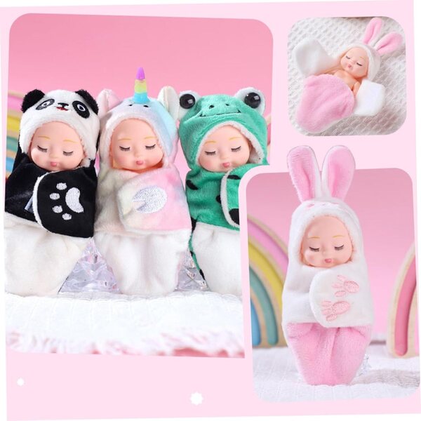 6er-Set Mini-Babypuppen 10,2 cm mit Tierschlafsack – realistische Puppen für Mädchen
