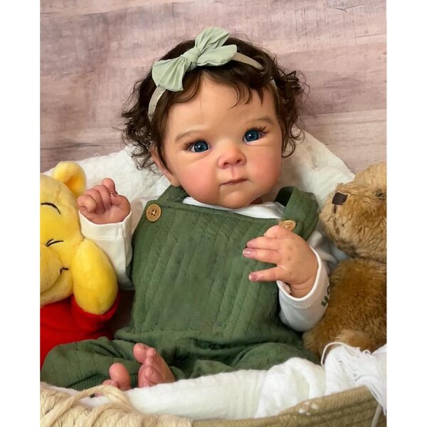 BNNPUU Reborn Puppe 49 cm mit realistischen blauen Augen aus Silikon und Stoff