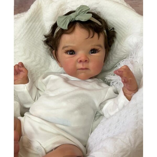 BNNPUU Reborn Puppe 49 cm mit realistischen blauen Augen aus Silikon und Stoff