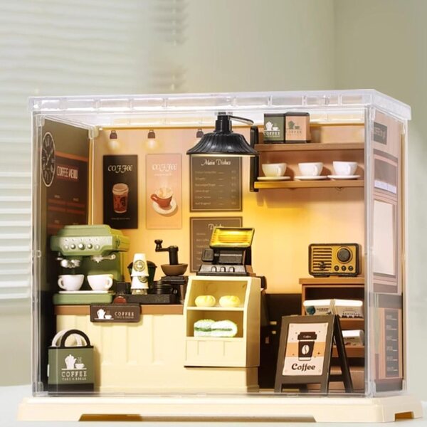 Kit casa in miniatura cucina bar - set decorazione casa delle bambole fatta a mano 15x18x12 cm
