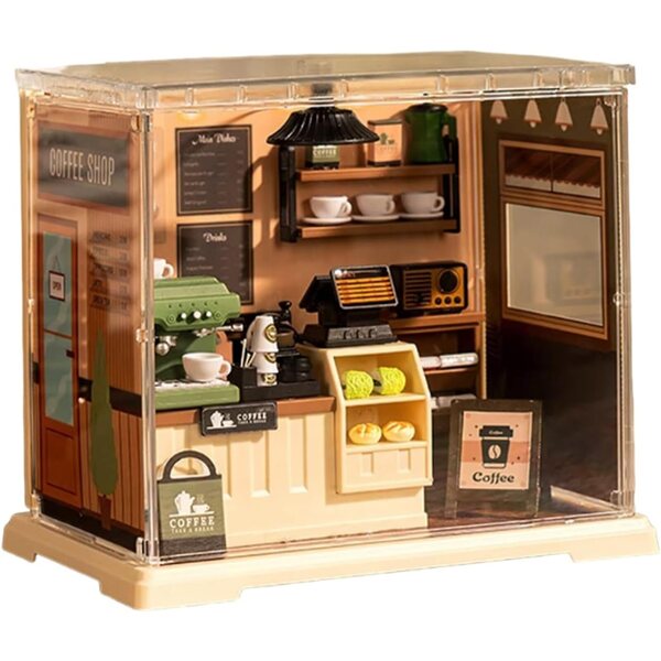 Kit casa in miniatura cucina bar - set decorazione casa delle bambole fatta a mano 15x18x12 cm