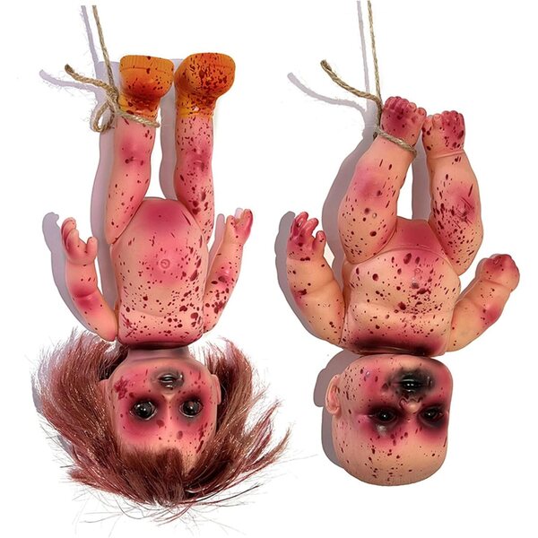 Set mit 2 Horror-Halloween-Blood-Girl- und Boy-Puppen aus 25 cm PVC