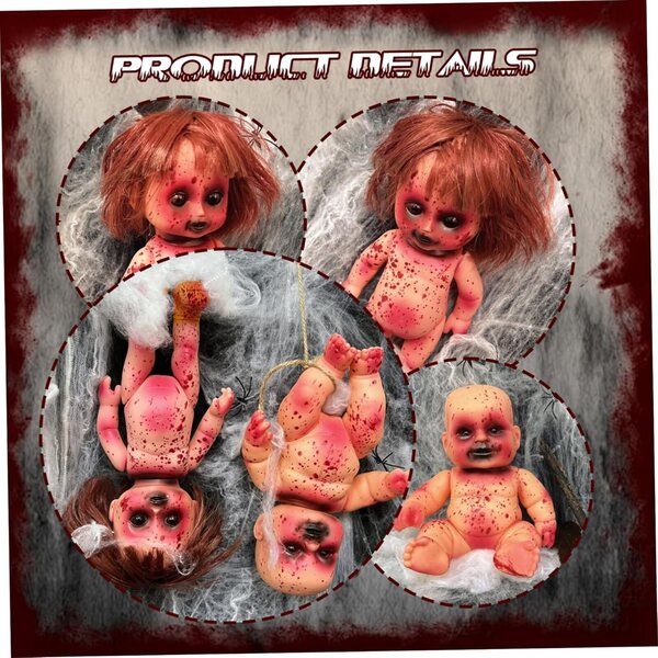 Set mit 2 Horror-Halloween-Blood-Girl- und Boy-Puppen aus 25 cm PVC