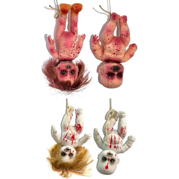 Set mit 2 Horror-Halloween-Blood-Girl- und Boy-Puppen aus 25 cm PVC