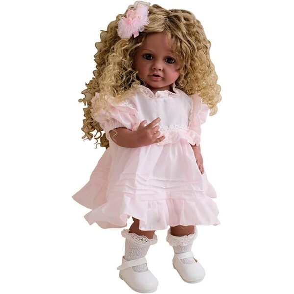 Lonian bambola reborn 22 pollici corpo intero silicone-vinile, pelle scura, capelli ricci