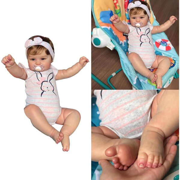 50 cm Silikon-Neugeborenenpuppe mit beweglichen Armen und Beinen für Kinder und Geschenk