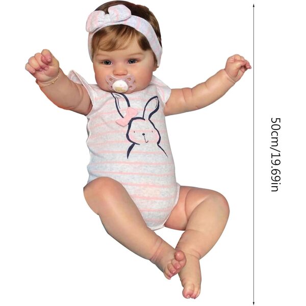 50 cm Silikon-Neugeborenenpuppe mit beweglichen Armen und Beinen für Kinder und Geschenk