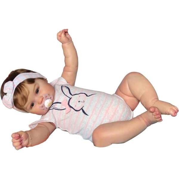 50 cm Silikon-Neugeborenenpuppe mit beweglichen Armen und Beinen für Kinder und Geschenk