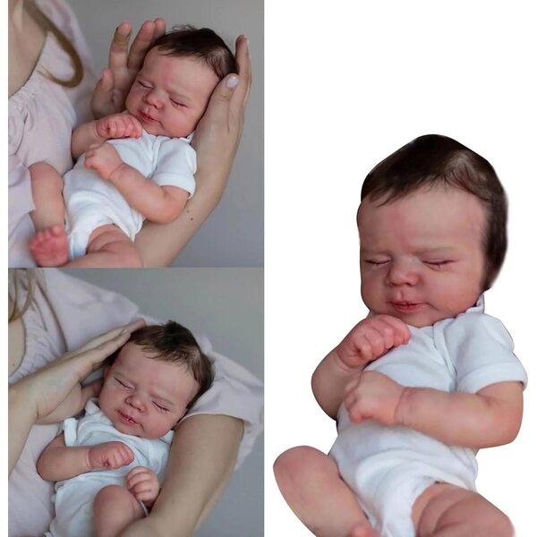 Realistische Neugeborenepuppe 49 cm mit beweglichen Armen und Beinen aus Silikon