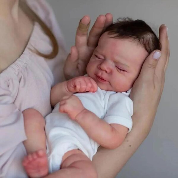 Realistische Neugeborenepuppe 49 cm mit beweglichen Armen und Beinen aus Silikon