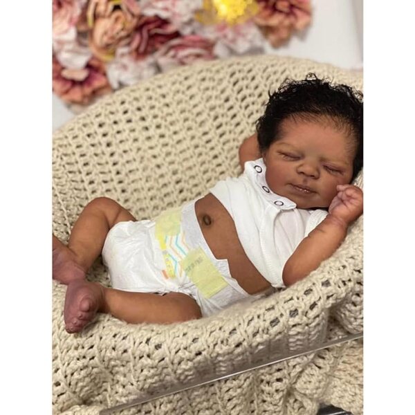 Lonian Reborn Dolls 45 cm Pupa realistica neonato africano con accessori, morbida e posabile