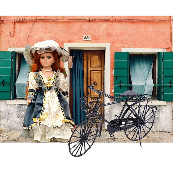 Taidda Puppenhaus Miniatur-Metallfahrrad im Maßstab 1:12 mit beweglichen Teilen