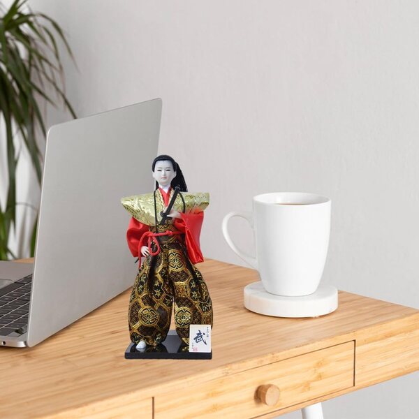 Japanischer Samurai im traditionellen Kimono, 31 cm – hochwertige Deko-Puppe