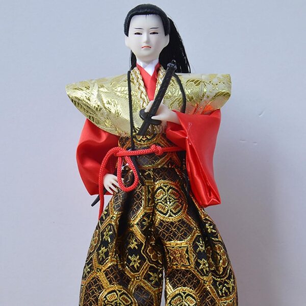 Japanischer Samurai im traditionellen Kimono, 31 cm – hochwertige Deko-Puppe
