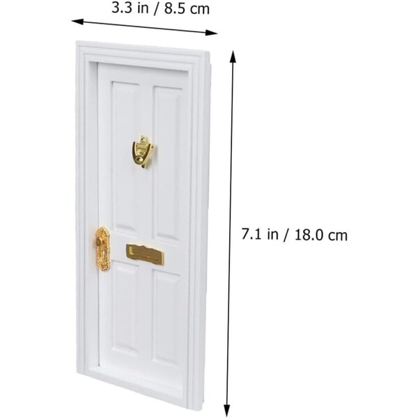 Mini Porta in Legno Bianca per Casa delle Bambole con 4 Scomparti, Accessorio Decorativo
