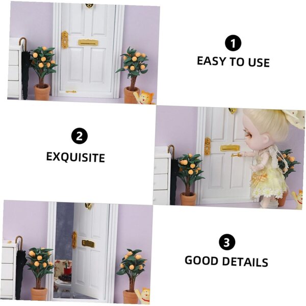 Mini Porta in Legno Bianca per Casa delle Bambole con 4 Scomparti, Accessorio Decorativo