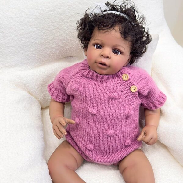 Lonian Reborn Poupée Bambina 24 Pollici 60 cm Corpo Morbido e Capelli Ricamati