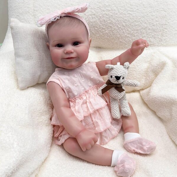 Lonian Reborn Puppen 19" Bambola Bambina Realistica in Silicone con Accessori Rosa