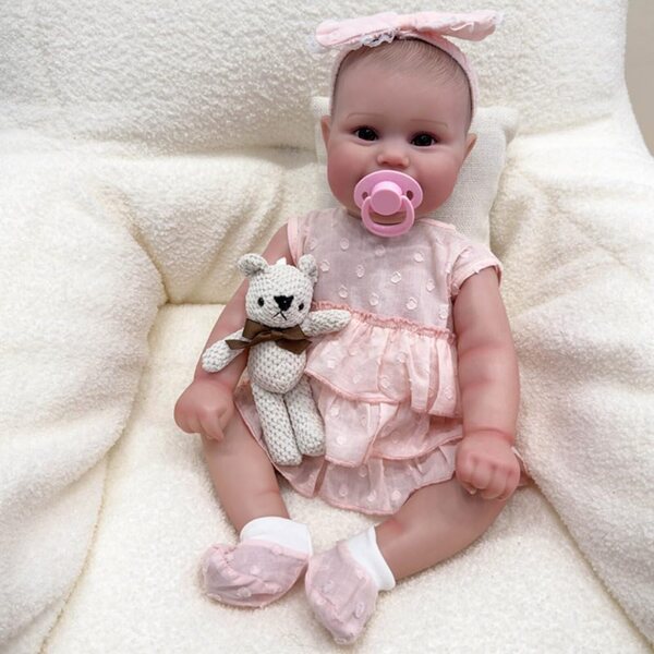 Lonian Reborn Puppen 19" Bambola Bambina Realistica in Silicone con Accessori Rosa