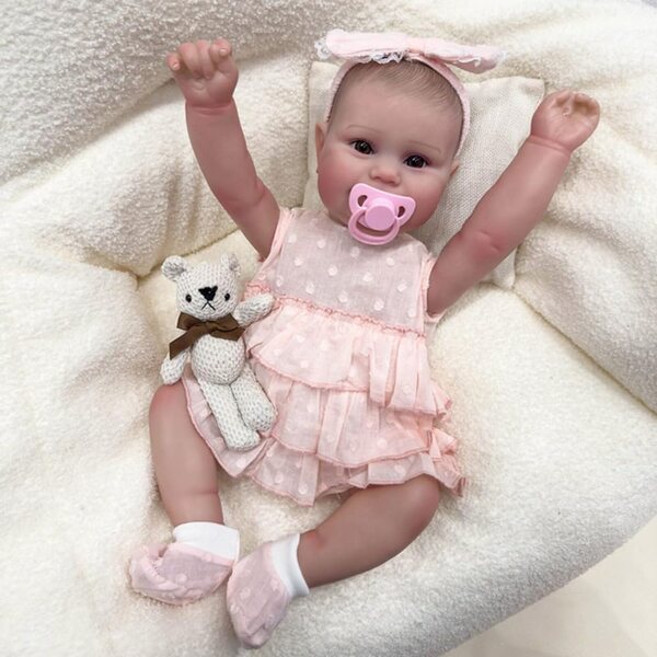 Lonian Reborn Puppen 19" Bambola Bambina Realistica in Silicone con Accessori Rosa